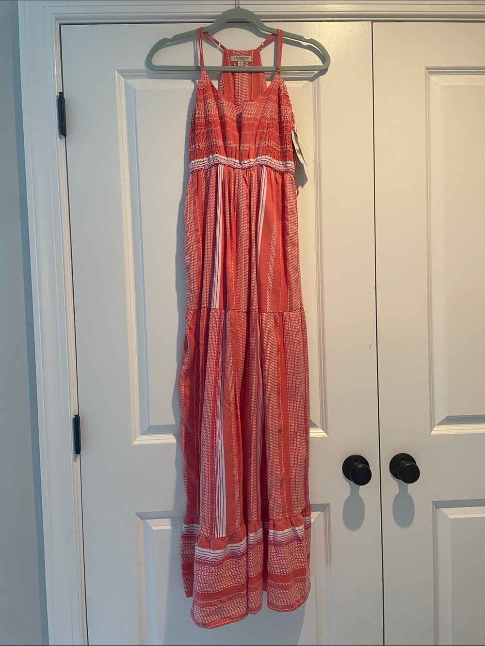 Liverpool Coral and White Sleeveless Maxi Dress
